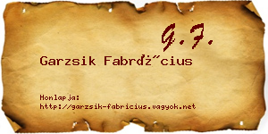 Garzsik Fabrícius névjegykártya